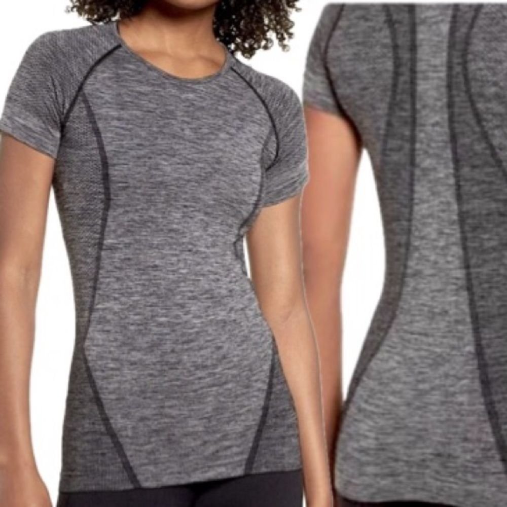 ZELLA Seamless Short Sleeve Tee Womens Size Large Heather Grey Crewneck Training